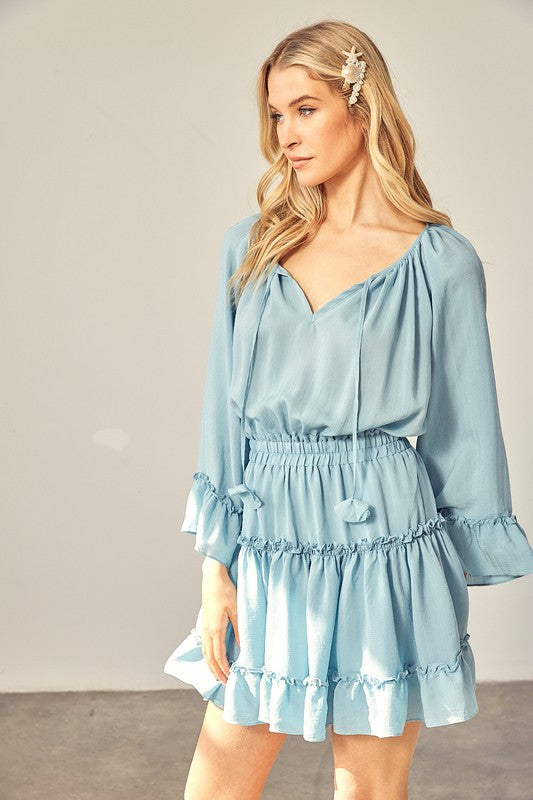 Tousled Long Sleeve Ridge Dress