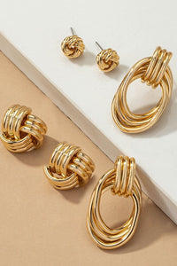 Thumbnail for Premium trio metal knot and hoop earrings